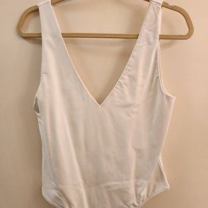 Babaton White Contour V-Neck Bodysuit